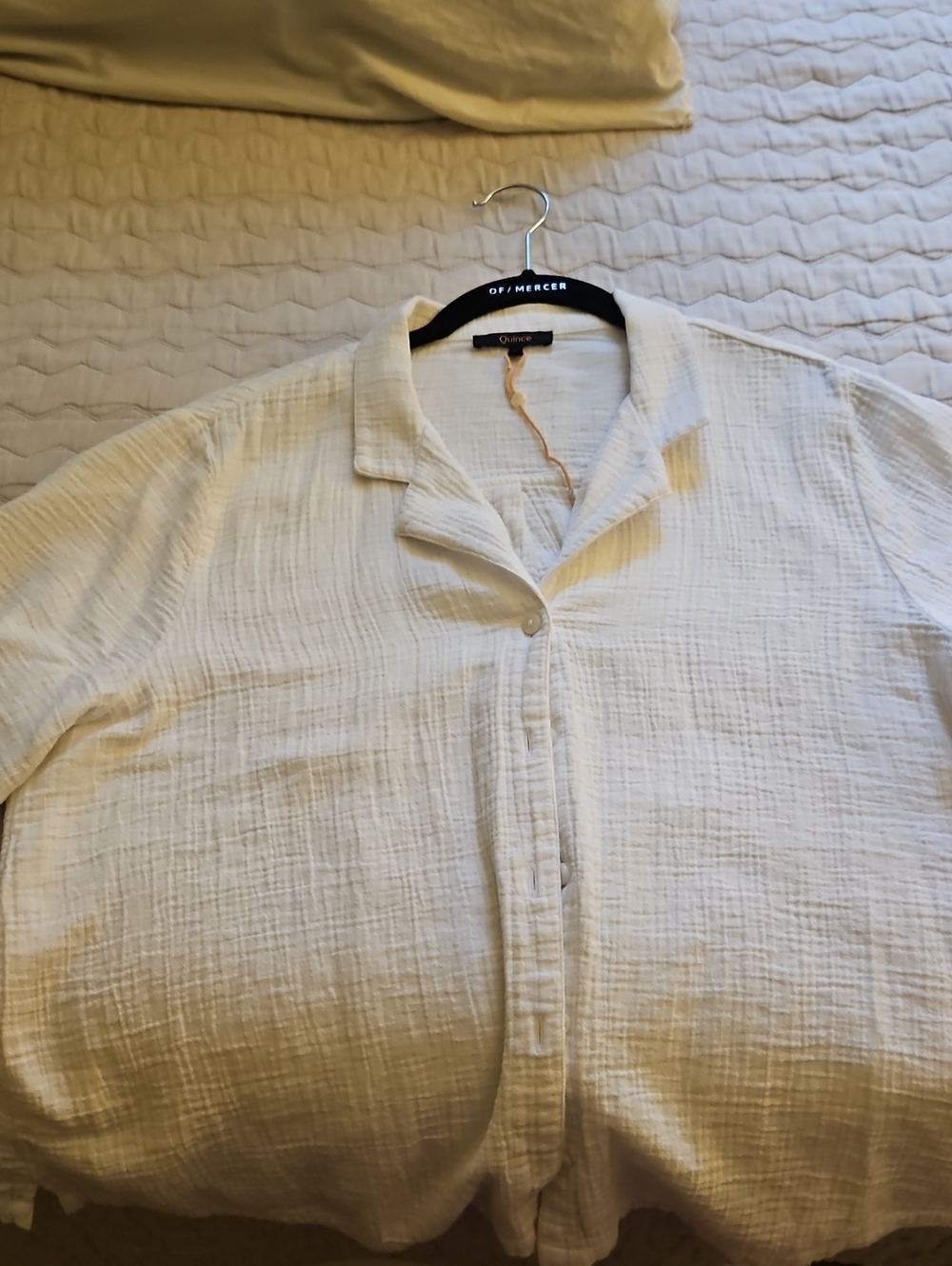Quince Crinkle Gauze Cotton Shirt, EUC
